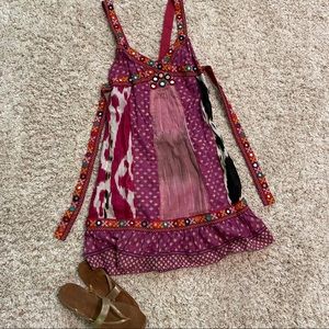 Free People Fuchsia patchwork sundress size 4